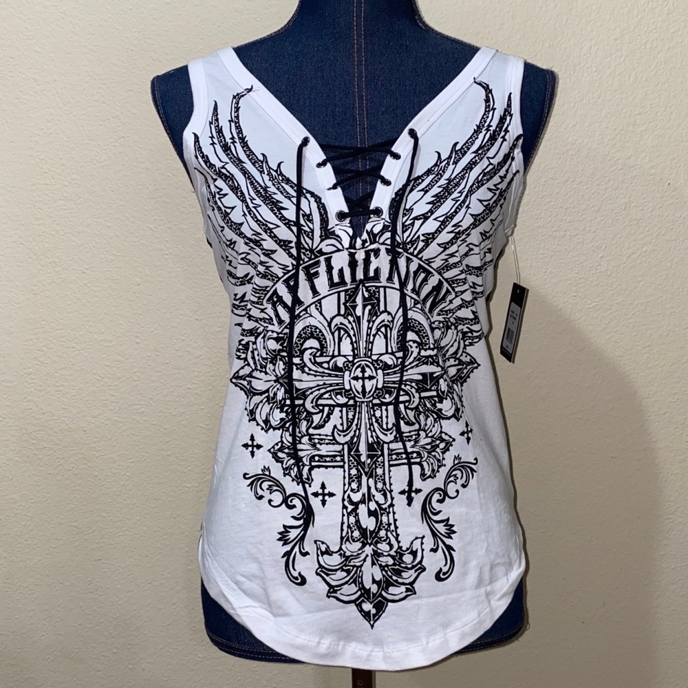 Affliction top with lace Size XS